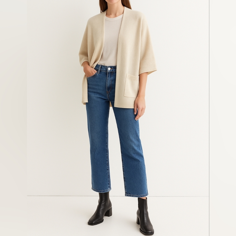 NORDSTROM Cashmere Open Front Cardigan | One Size | Ivory | Luxe Knit, Min